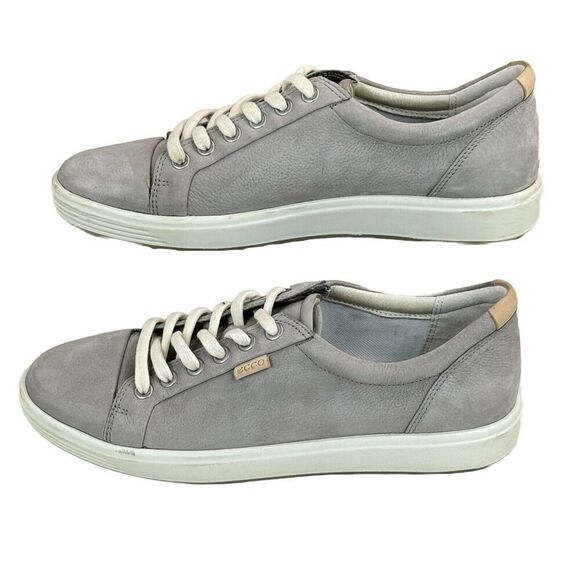 Ecco Soft 7 Leather Sneakers Womens Sz 38 US 7-7.5 Gray Lace Up Comfort - Picture 5 of 16